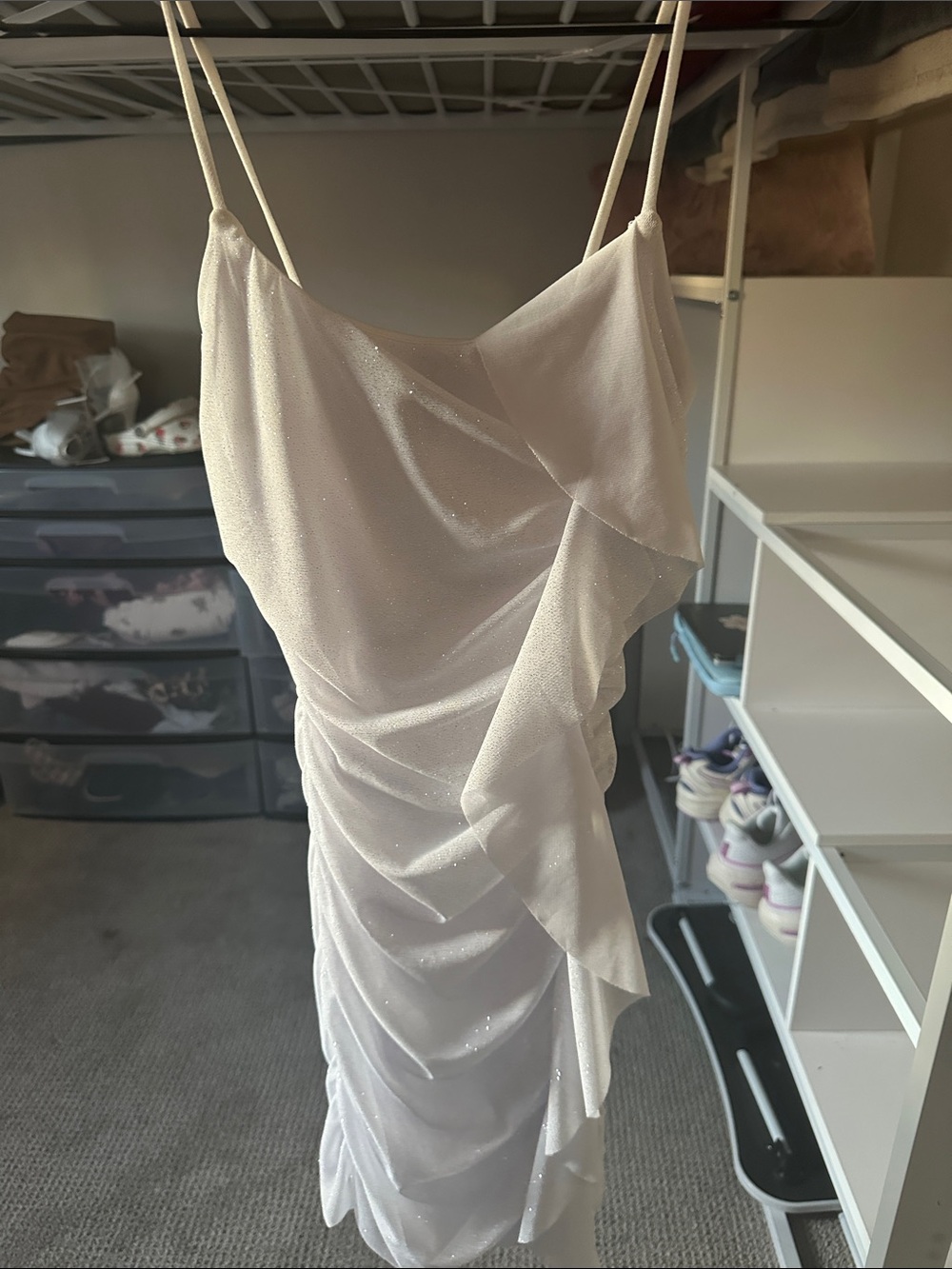 Windsor Ivory Sparkle Ruffle Slip Dress